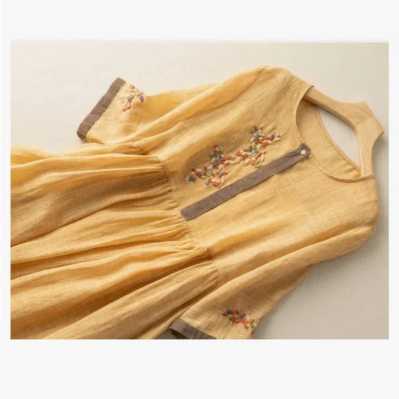 Women’s Boho floral embroidery swing dress - Picture 2 of 6